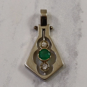 Dazzling Style Emerald & Diamond Cut Out Drop Pendant | 0.08ctw, 0.40ct |