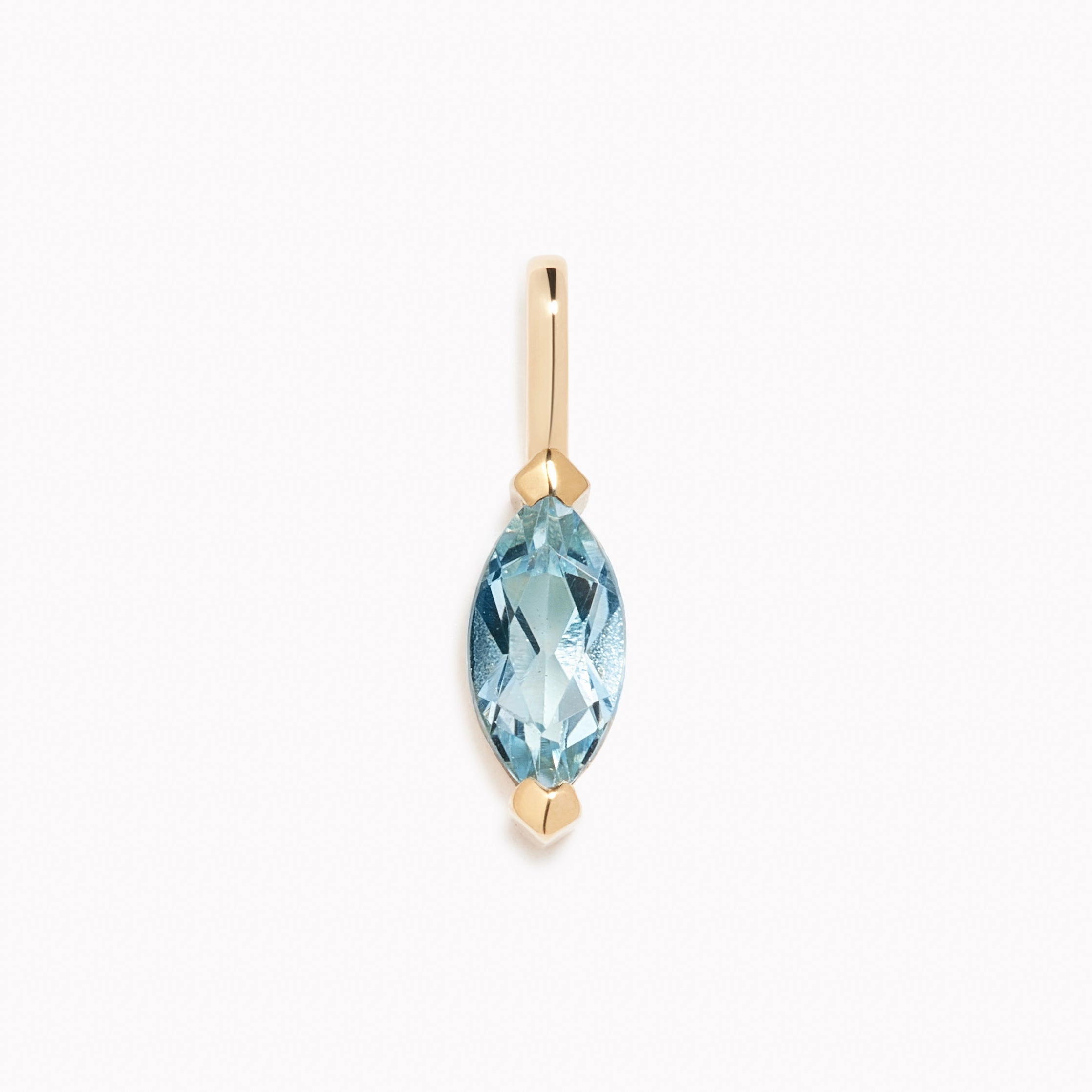 March Birthstone Pendant 14k Gold - Swiss Blue Topaz Classic Charm