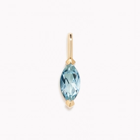 March Birthstone Pendant 14k Gold - Swiss Blue Topaz Classic Charm