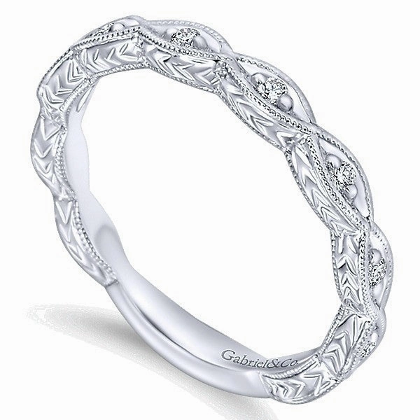 Marquise Shaped Engraved Shank Diamond Band .12 Cttw 183B Refined Proportion Premium Statement