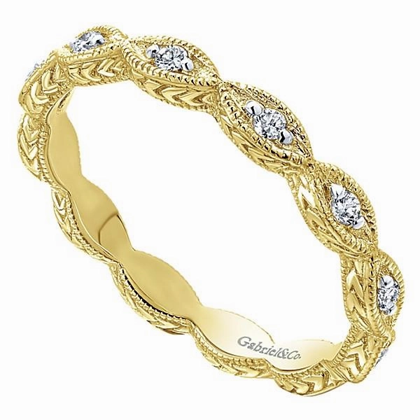 Marquise Shaped Stackable Diamond Ring 14K Yellow Gold Daily Motion