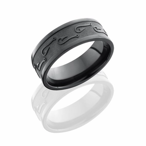 Fish Hook Design Wedding Band Black Zirconium 8mm Wide Elegant decoration