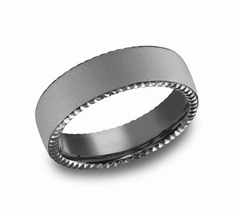 Father Present GENTS SANDBLAST TANTALUM COIN EDGE WEDDING BAND