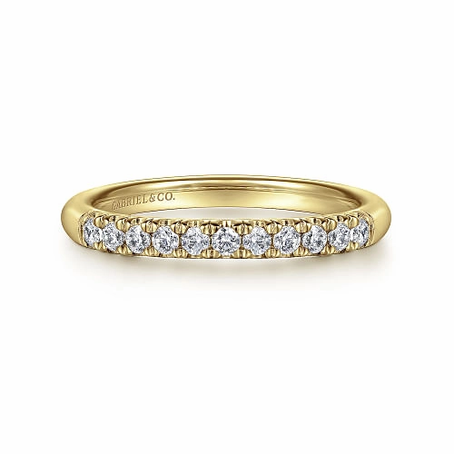Portofino - 14K Yellow Gold French Pave Diamond Wedding Band HighEnd Ornament Amazing Style