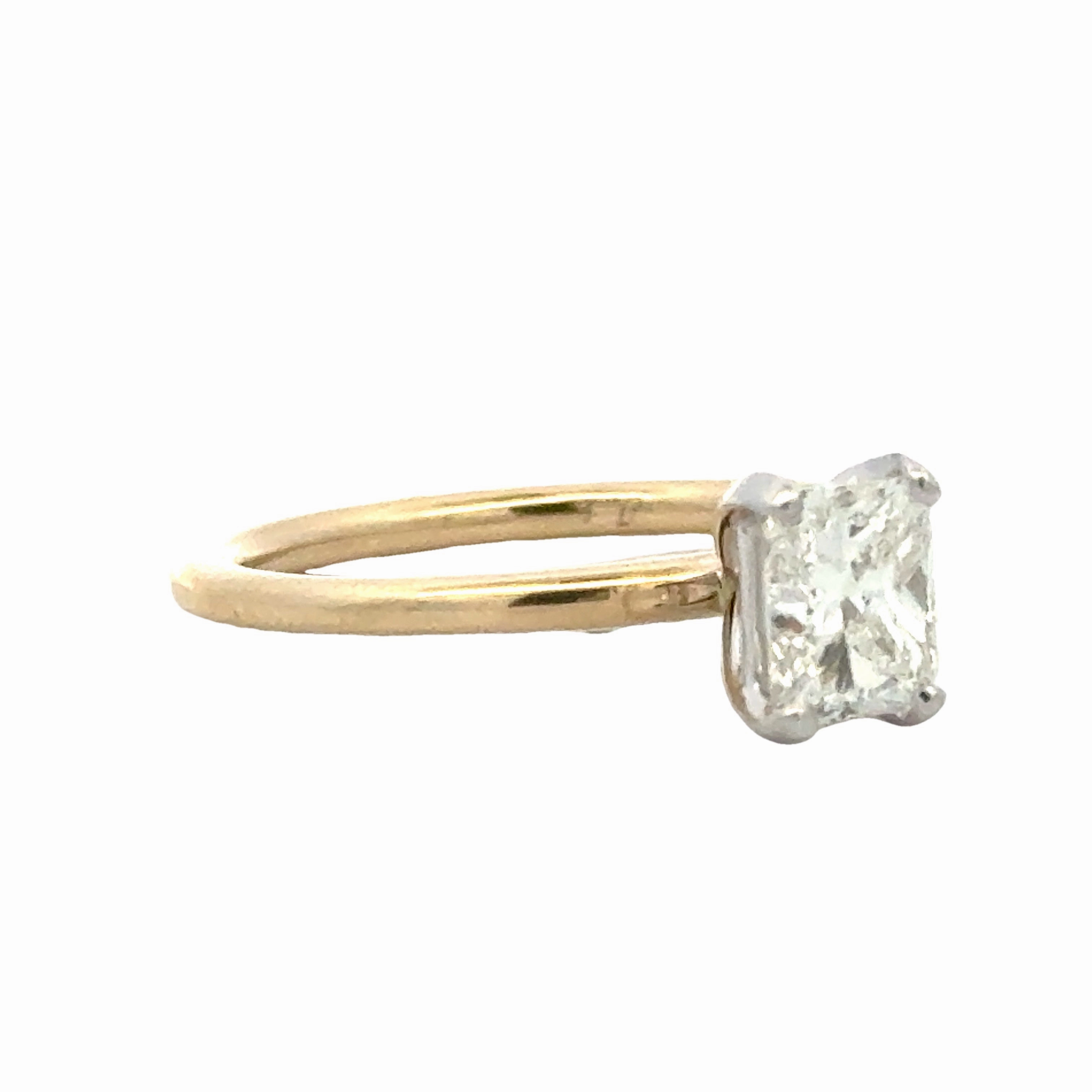 14 Karat Yellow/White Radiant Diamond Engagement Ring Body Adornment Essential Accessory