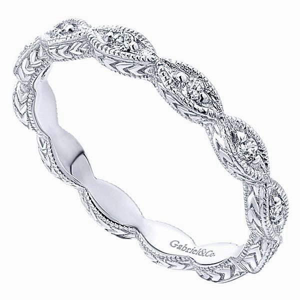 Marquise Shaped Stackable Diamond Ring 14K White Gold Economical Craft