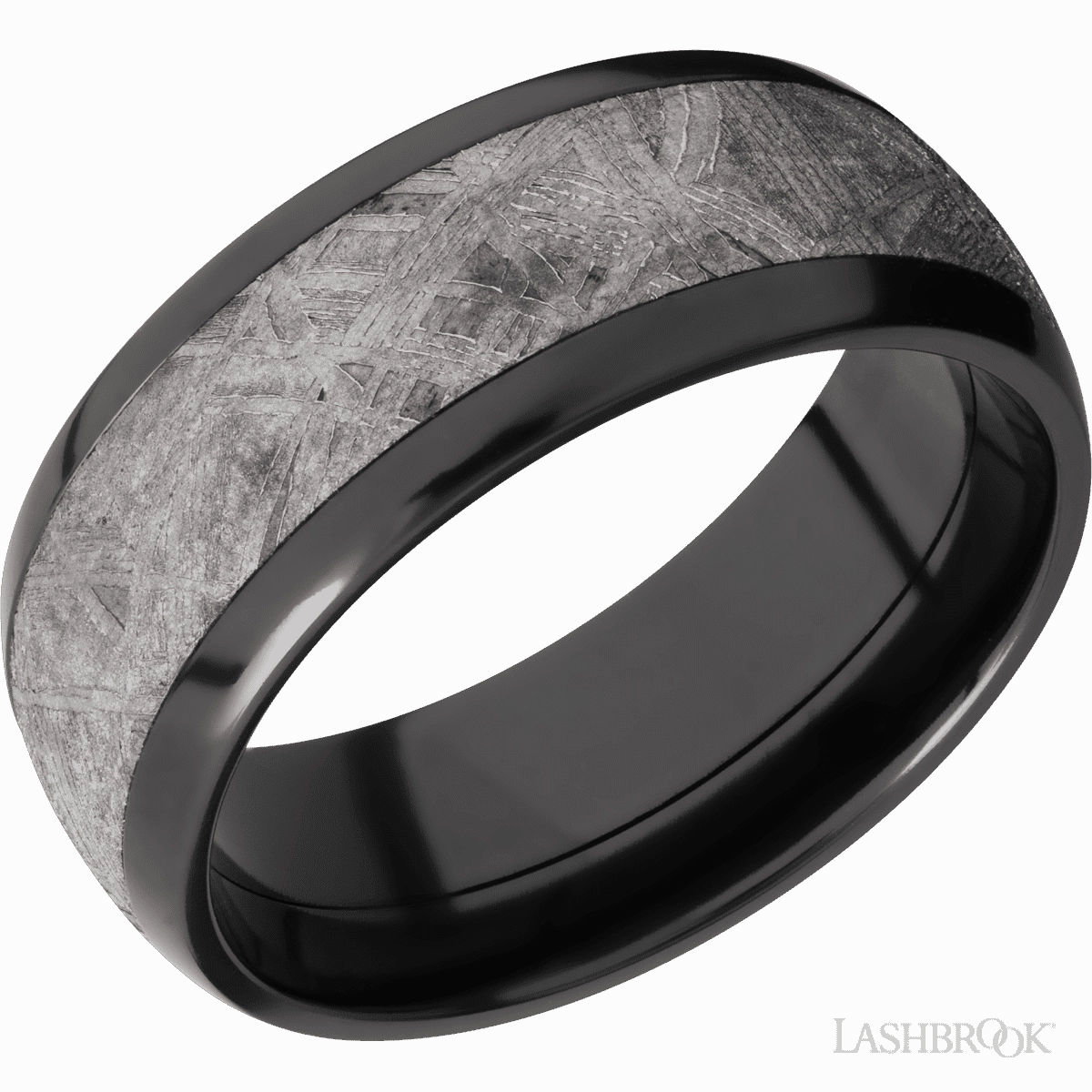 Modern Match Meteorite Wedding Band Black Zirconium 8mm Wide