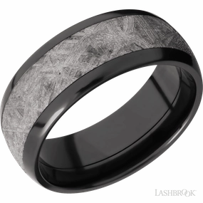 Inspiring Gift Meteorite Wedding Band Black Zirconium 8mm Wide