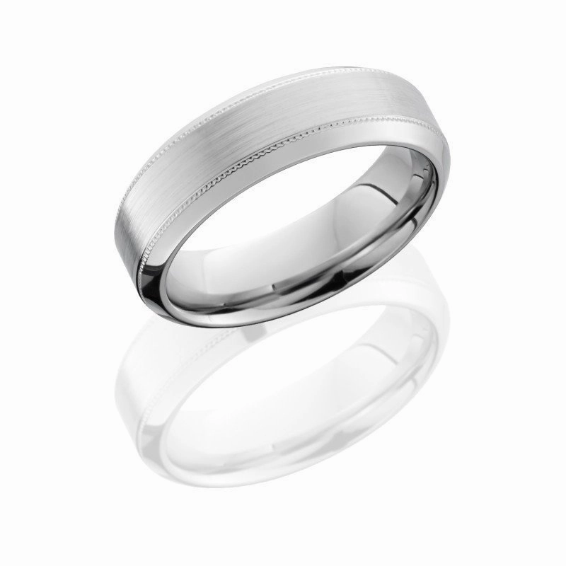 Oval Design Milgrain Cobalt Chrome Beveled Wedding Band 7mm Wide