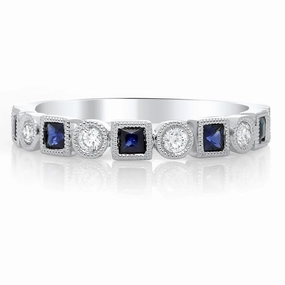 MILGRAIN DIAMOND AND SAPPHIRE RING Balanced Texture