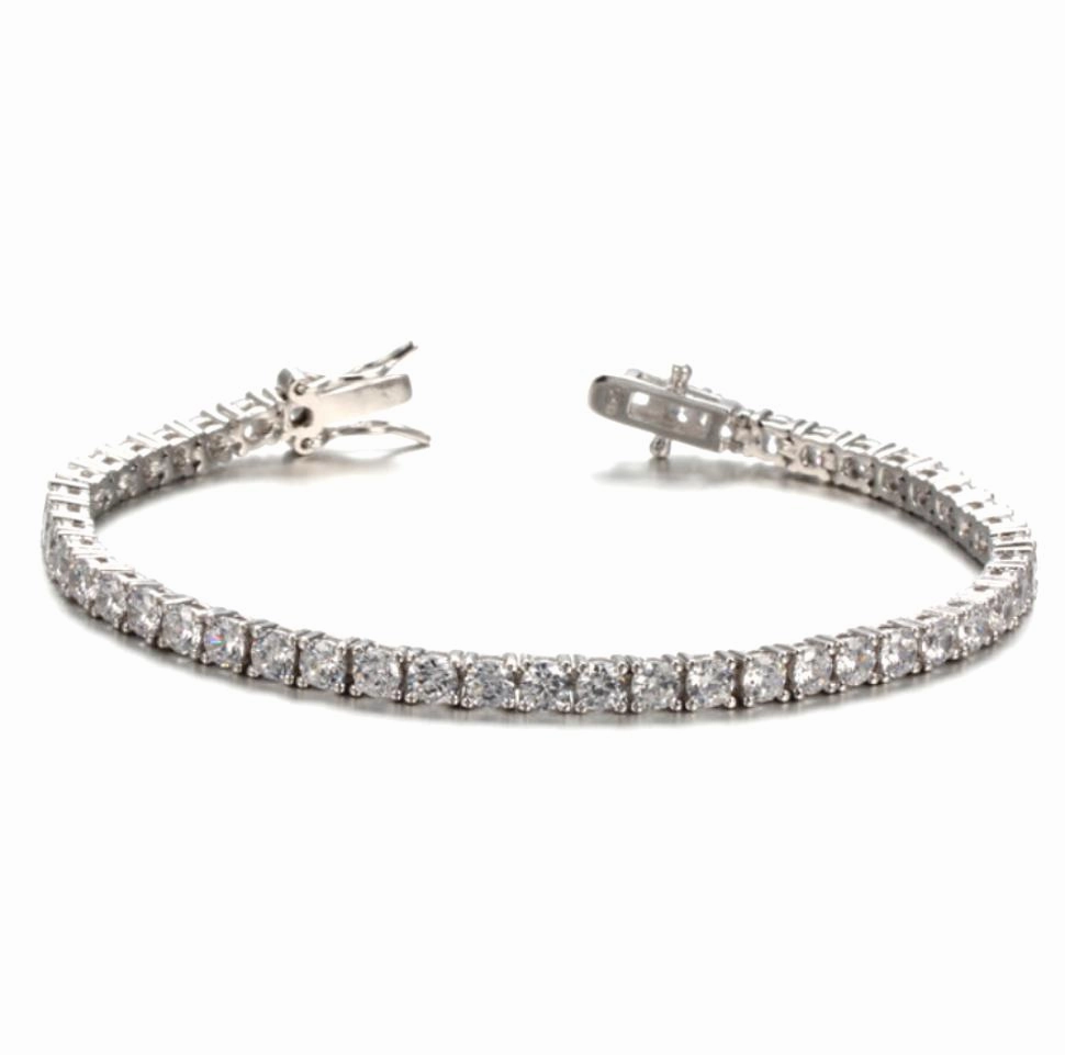 True Accent Rhodium Plated Sterling Silver Tennis Bracelet