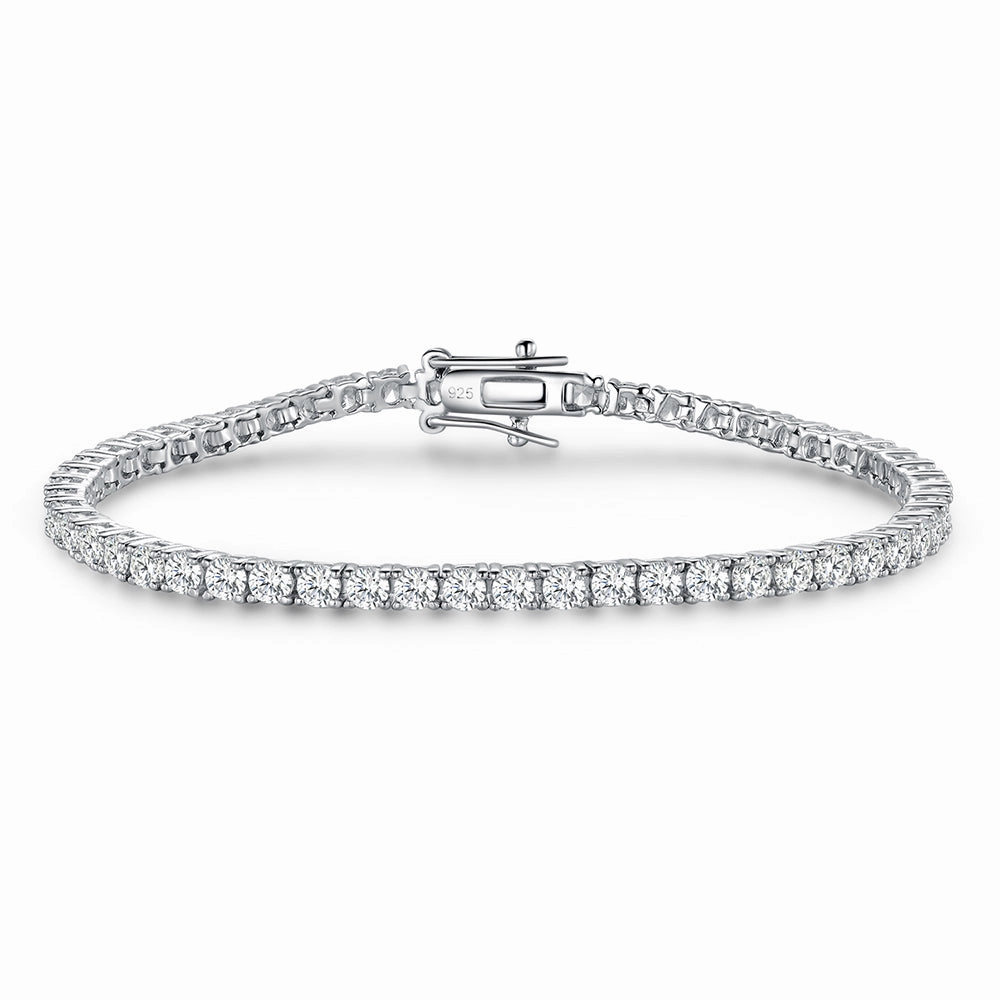 Rhodium Plated Sterling Silver Tennis Bracelet Subtle Vibe Ornate Edge
