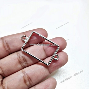 Chic Highlight Silver rectangle resin bezel link connectors for bracelet rakhi bezel RRBS02