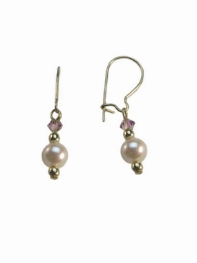 Cultured Freshwater Pearl Earrings Made with Swarovski(R) Crystals Gold-filled Gala Ready Versatile Fit