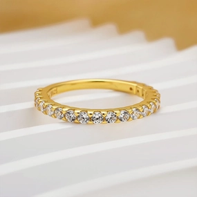 Soft Contrast Muted Elegance Moissanite 0.6Ct Classic Round Cut Half Wedding Band In Sterling Silver