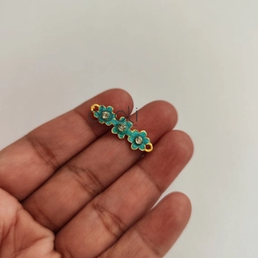 Teal Flower connectors for rakhi, bracelet, earrings Stone studded charms golden base ECGFC02 Bridal Ready