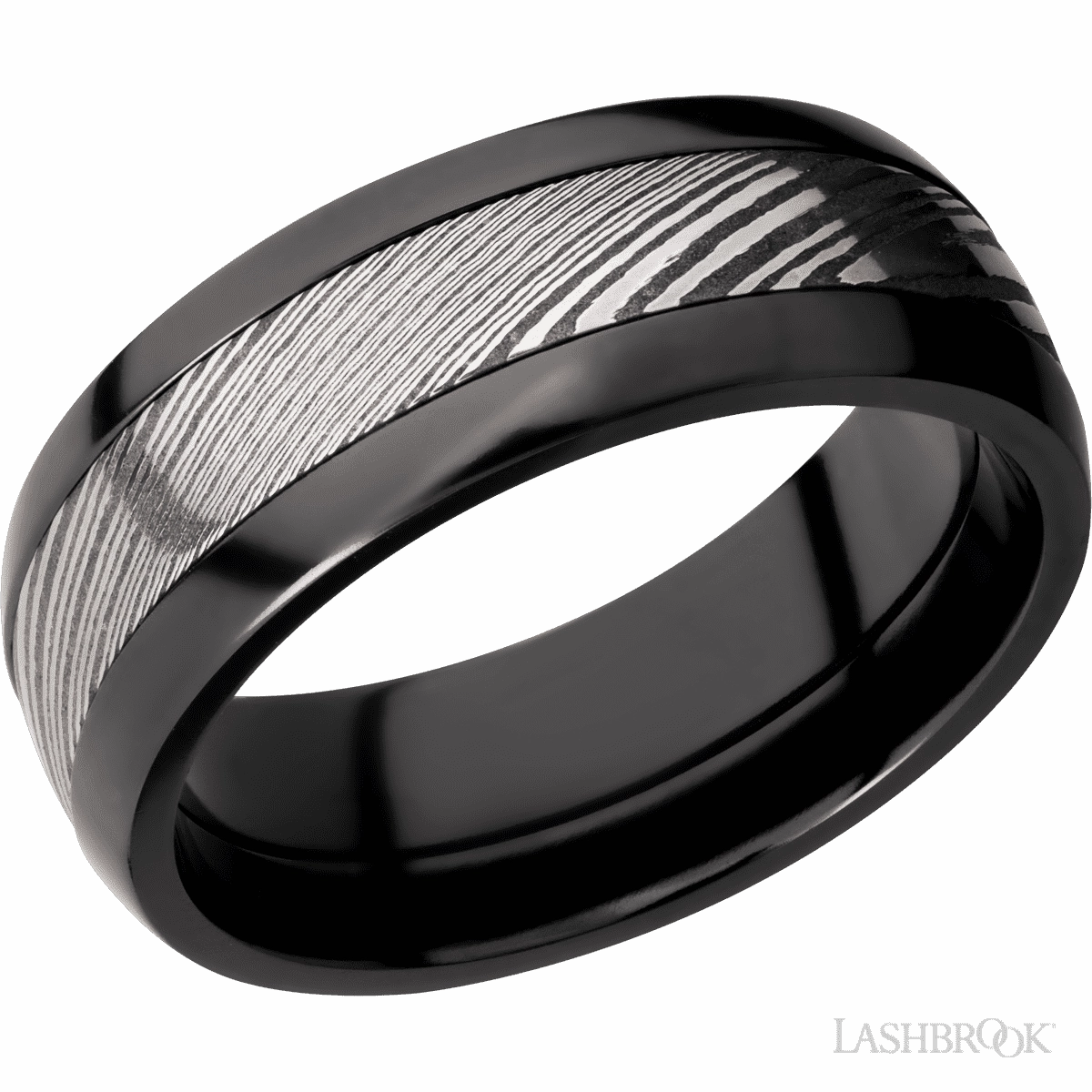Wonderful Jewelry Dynamic Gift Black Zirconium And Damascus Wedding Band 8mm