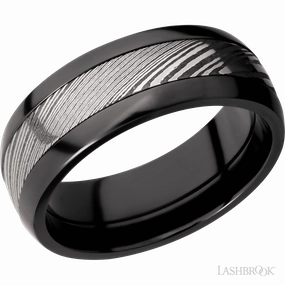 Artisan Gift Final Product Black Zirconium And Damascus Wedding Band 8mm