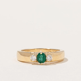Emerald & Diamond Ring | 0.25ct, 0.12ctw | SZ 7.75 | Understated Form