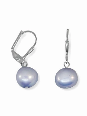 Sparkling Craft Lavender Dyed 9mm Cultured Freshwater Pearl Earrings Silver Plate Leverback