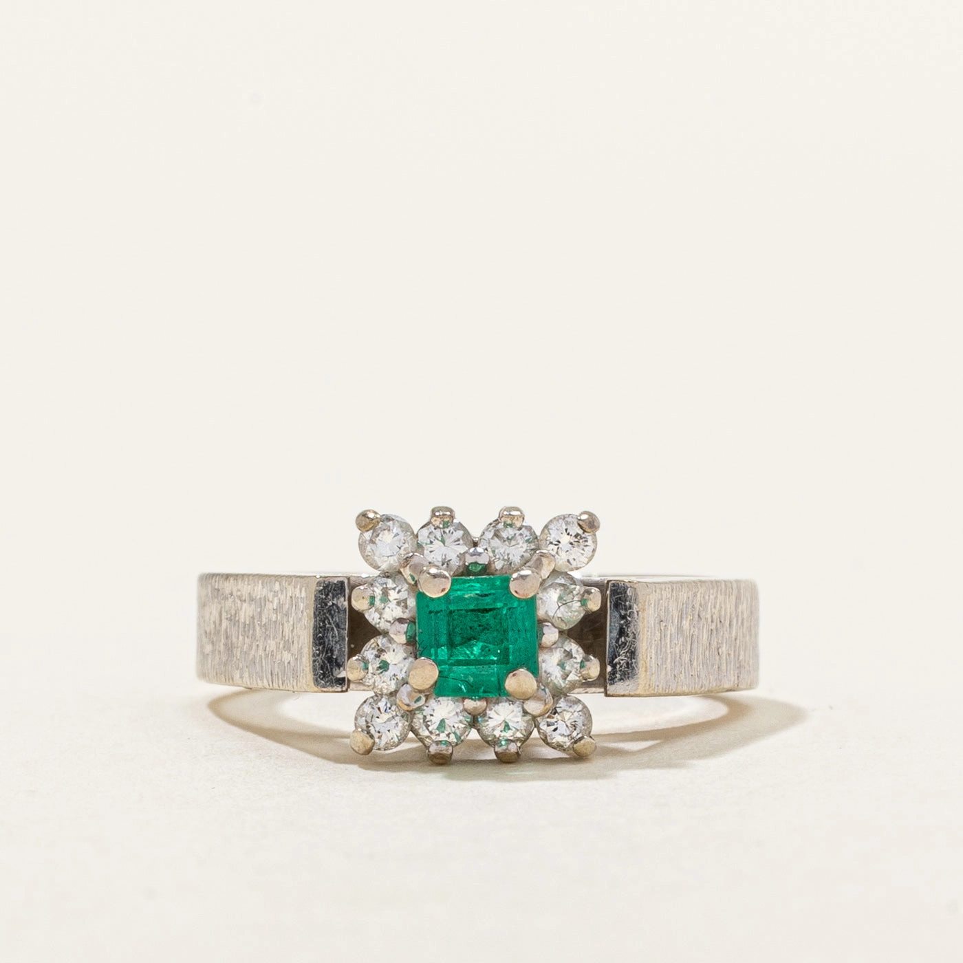 High Set Emerald & Diamond Ring | 0.30ct, 0.24ctw | SZ 5 | Radiant Gem Refined Spark