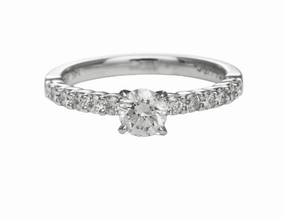 Minimal Harmony Refund Available 14 Karat White Gold Solitaire Engagement Ring (.85cttw)