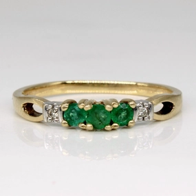 Refined Glow 10k Yellow Gold Emerald & Diamond Ring | 0.15ctw, 0.01ctw | SZ 8 |