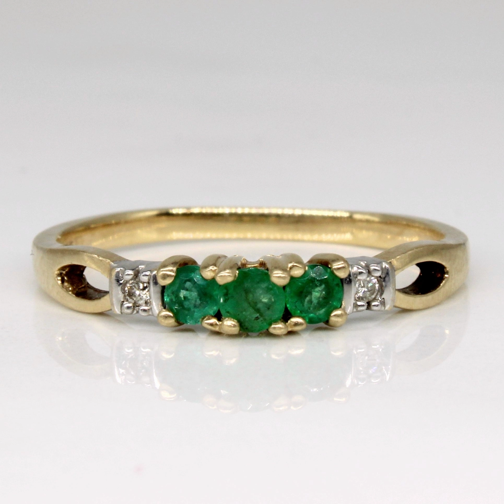 Refined Glow 10k Yellow Gold Emerald & Diamond Ring | 0.15ctw, 0.01ctw | SZ 8 |