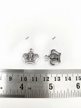 Modern Duo Silver crown charm king queen kingdom royal theme crown charm CHMS118 2 charms