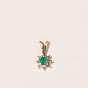 10K Yellow Gold Emerald & Diamond Pendant | 0.12ct, 0.04ctw | Lustrous Sparkle