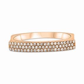 Three Row Indented Diamond Band in Rose Gold Lightweight Feel Minimal Expression