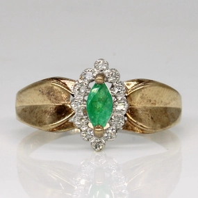 Emerald & Diamond Ring | 0.20ct, 0.05ctw | SZ 9.25 | Zoom Focus