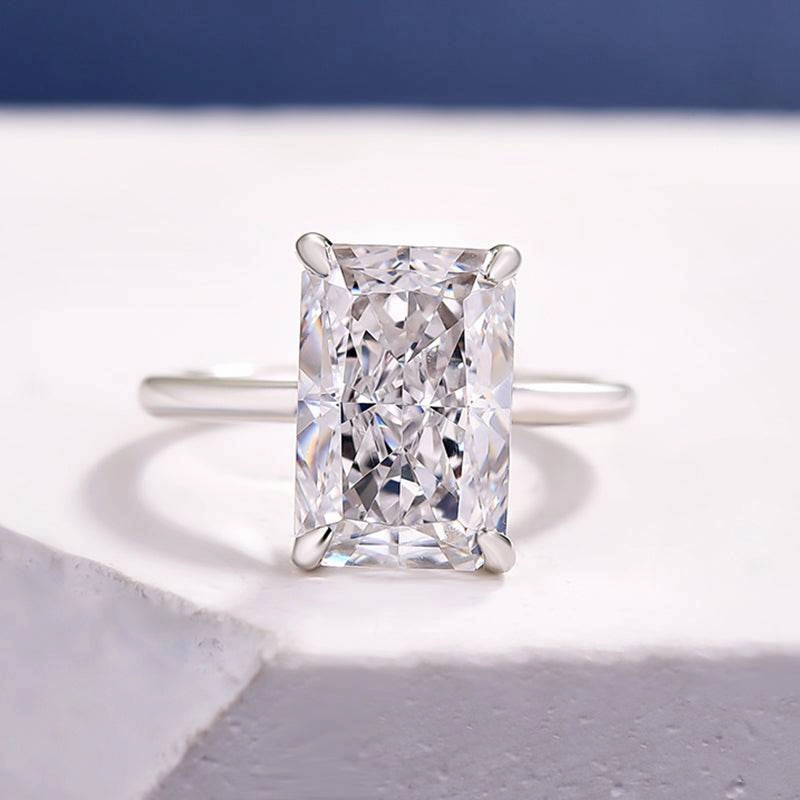 Louily Elegant Radiant Cut Engagement Ring In Sterling Silver Refined Glow Luxury Pieces
