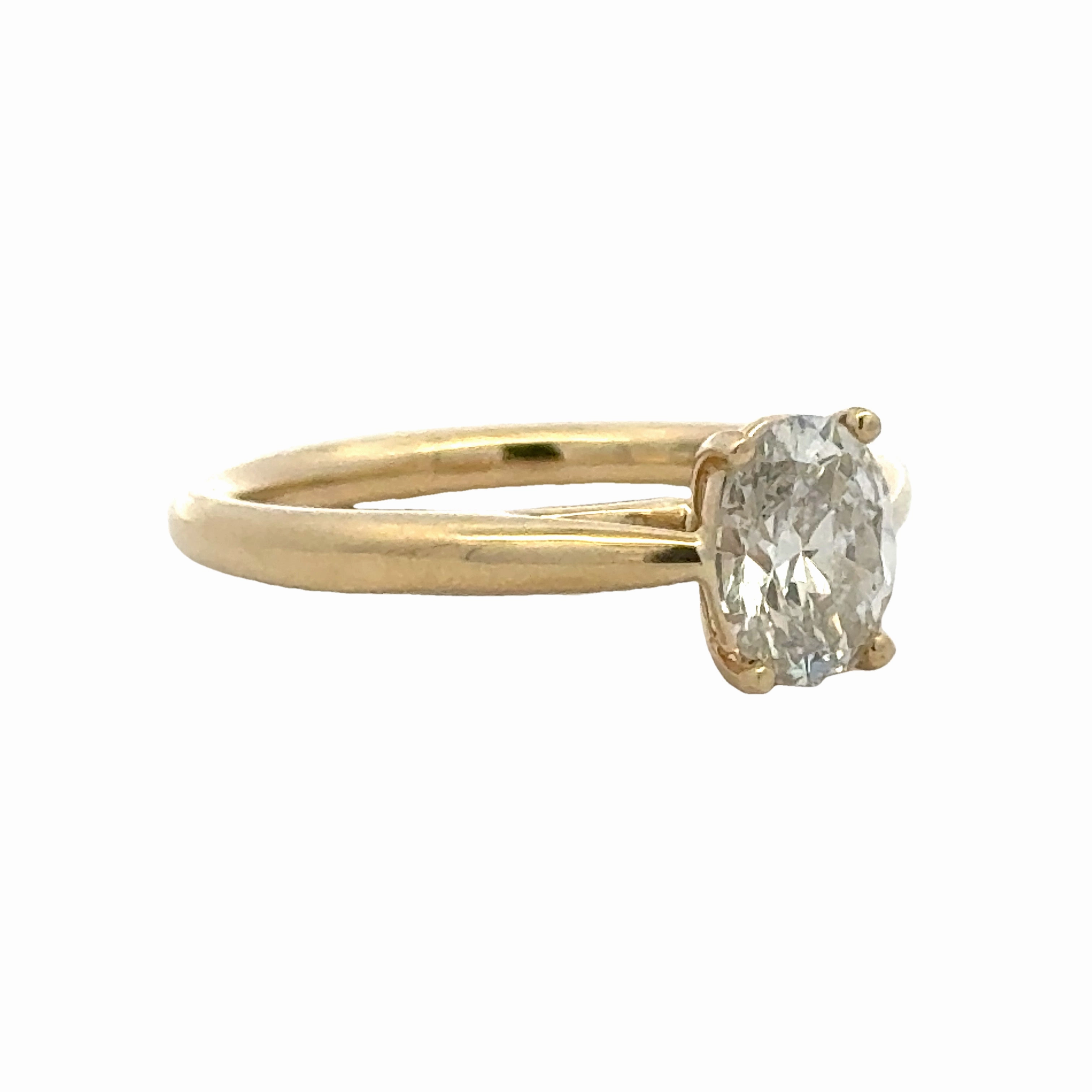 14 Karat Yellow Gold Cathedral Engagement Ring (1.00ct) Oval Design Travel Wear