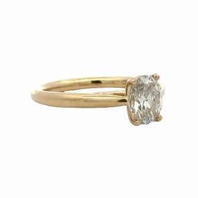 14 Karat Yellow Gold Cathedral Engagement Ring (1.00ct) Oval Design Travel Wear