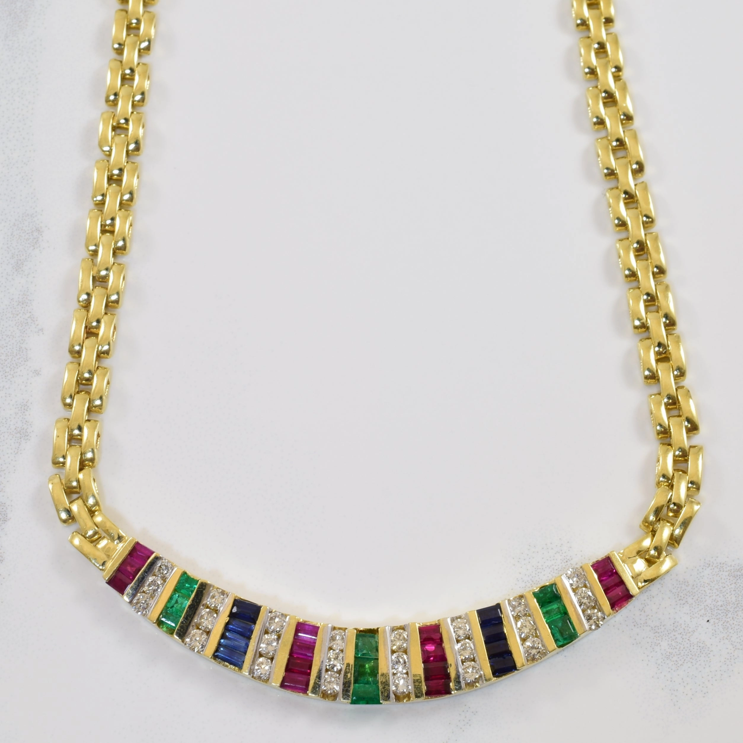 Mixed Gem Bar Necklace | 1.12ctw, 0.72ctw | 18" | Trendy Edge