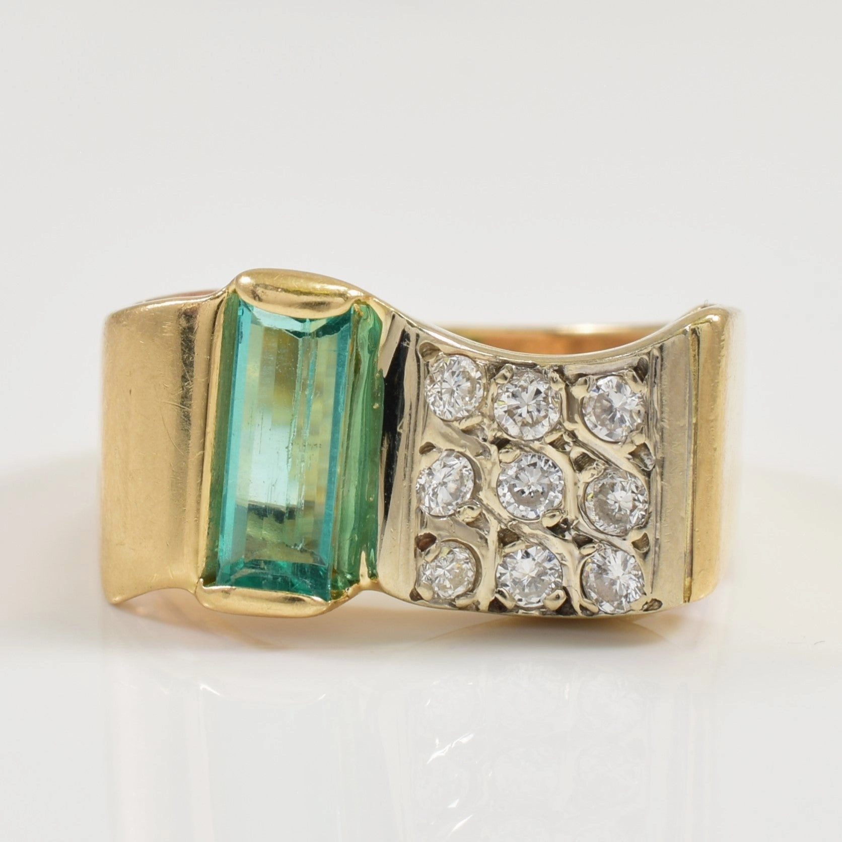 Emerald & Diamond Grid Ring | 0.65ct, 0.27ctw | SZ 6.75 | Luxe Appeal Artisan Highlight