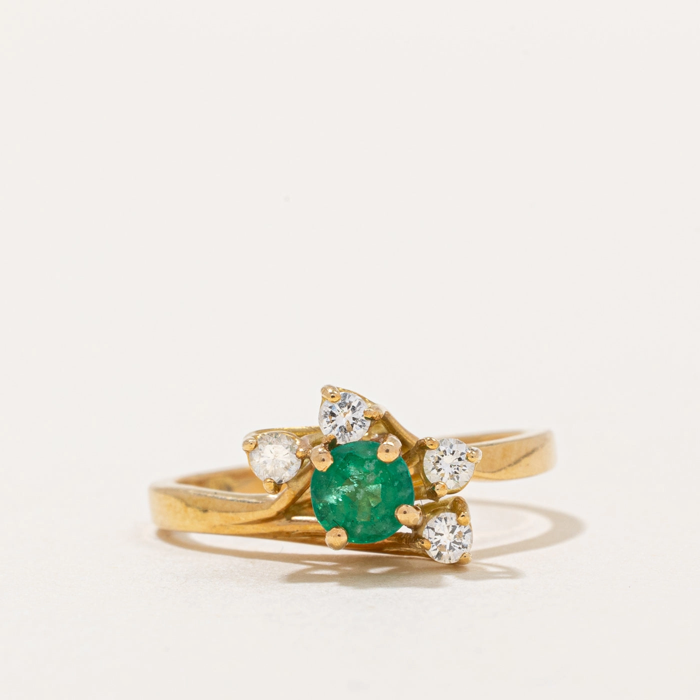 Emerald & Diamond Cocktail Ring | 0.22ct, 0.14ctw | SZ 5 | Seasonal Gift Festive Style