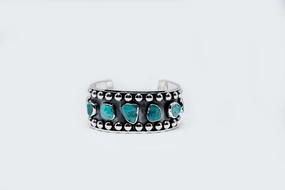 Bygone Beauty Attention Grabber Oxidized Sterling Silver Cuff with Sleeping Beauty Turquoise