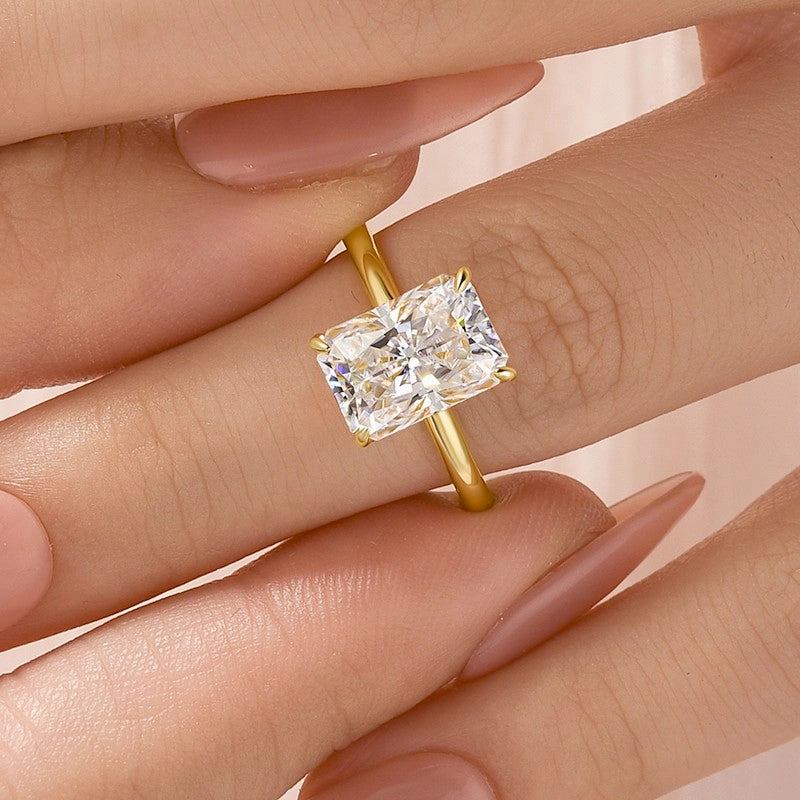 Modern Spark spring fashion Moissanite 3.5Ct Radiant Cut Engagement Ring In Sterling Silver