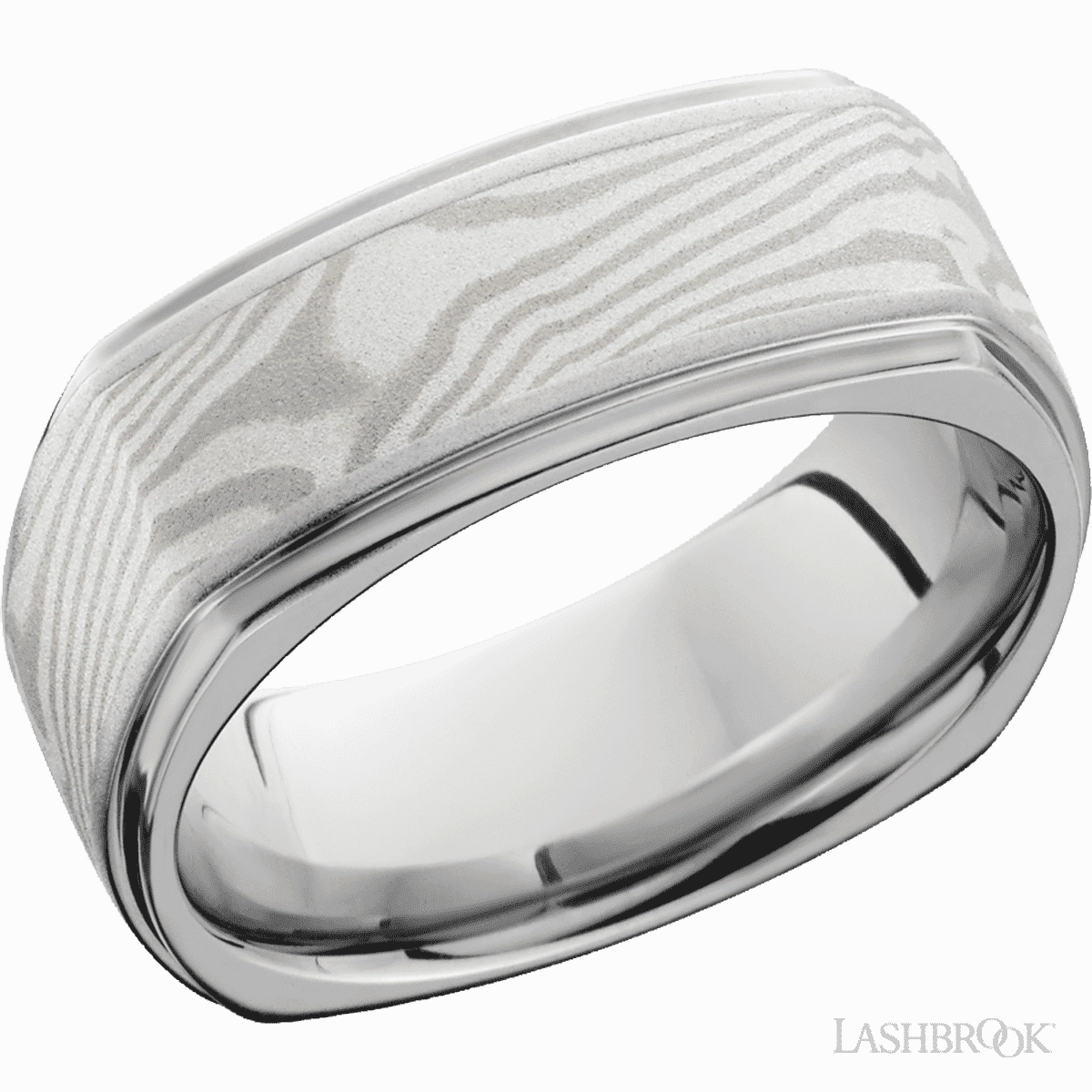 Sentimental Design Mokume Palladium Squared Wedding Band Cobalt Chrome 8.5mm