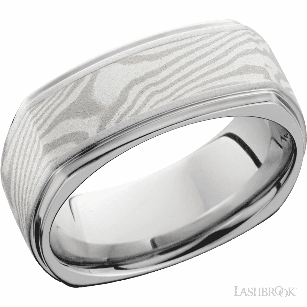 Mokume Palladium Squared Wedding Band Cobalt Chrome 8.5mm Graceful Choice Beach Wear