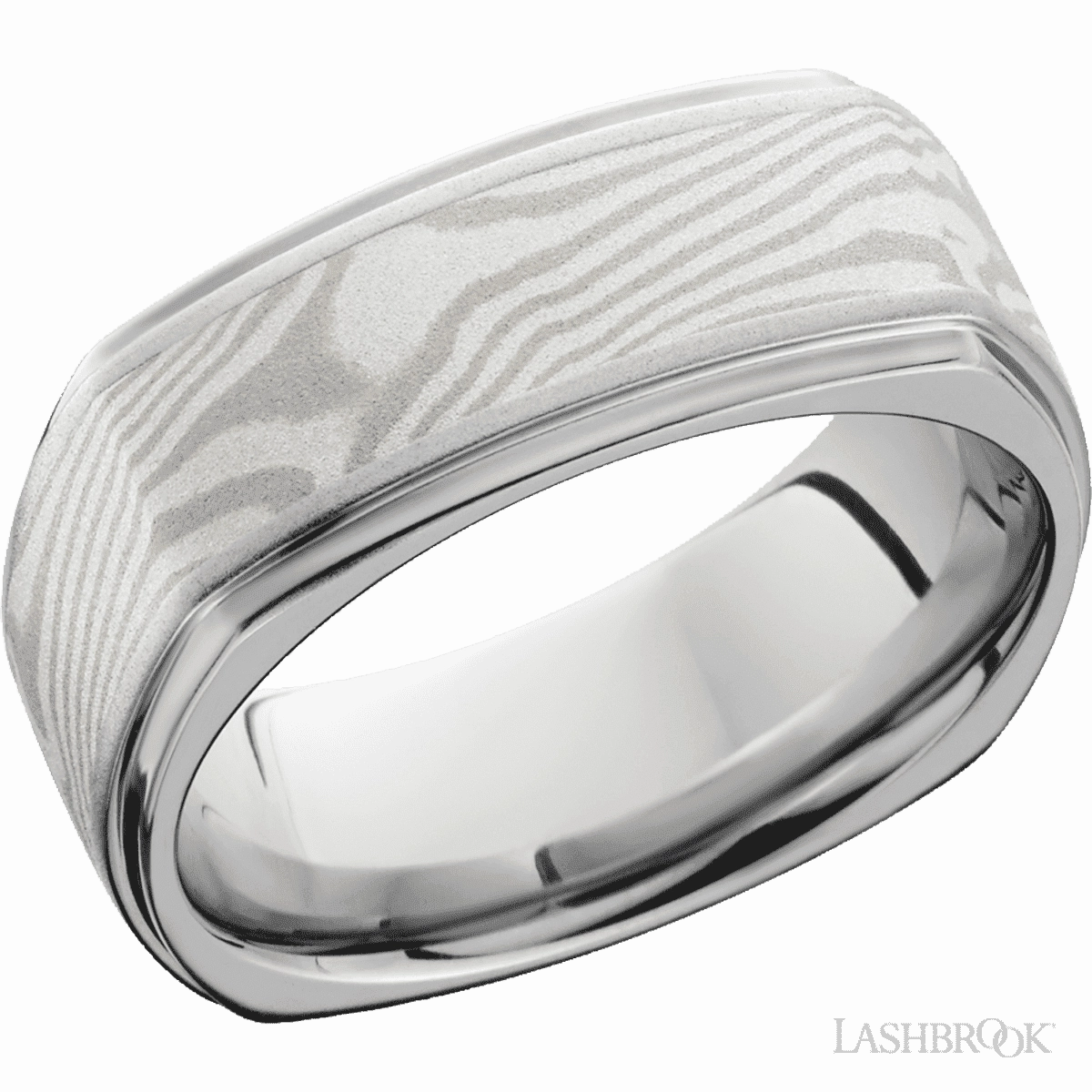Mokume Palladium Squared Wedding Band Cobalt Chrome 8.5mm Wonderful Product
