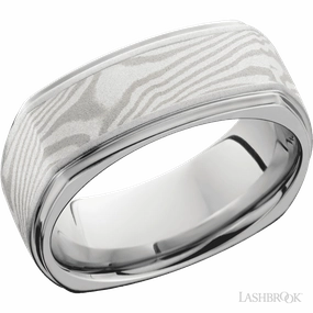 Mokume Palladium Squared Wedding Band Cobalt Chrome 8.5mm Revolutionary Idea