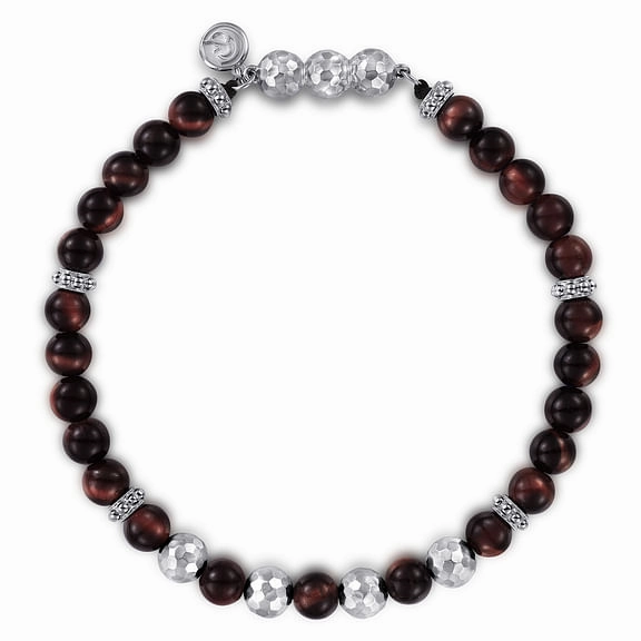 Unlimited Composite Sterling Silver and 6mm Tiger Eye Beaded Bracelet