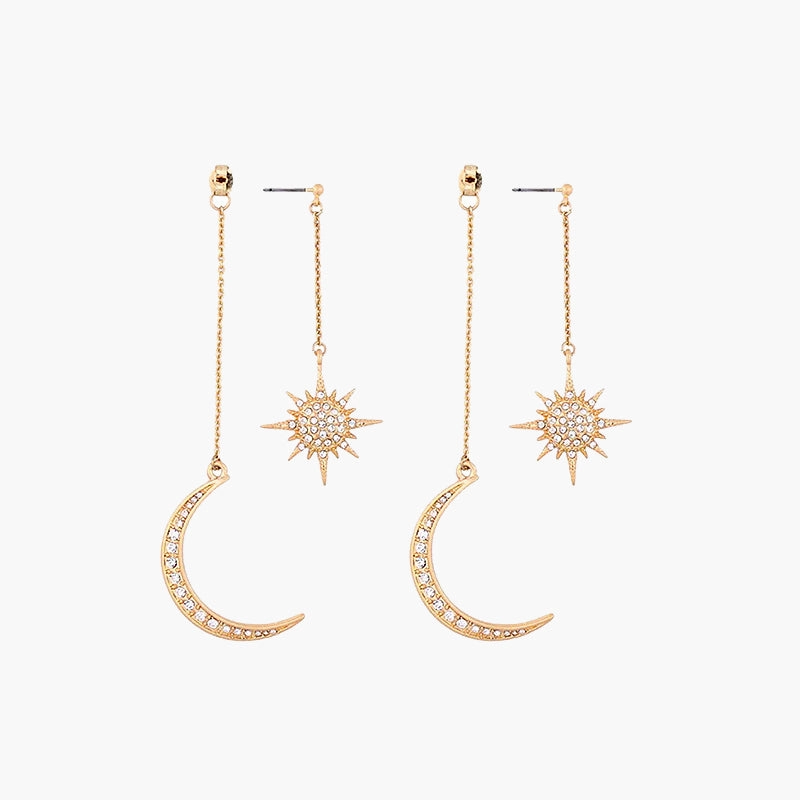 Moon And Star Dangle Earrings Festive Outfit