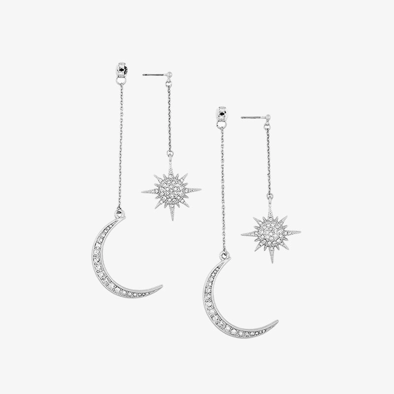 Timeless Fashion Opulent Accent Moon And Star Dangle Earrings