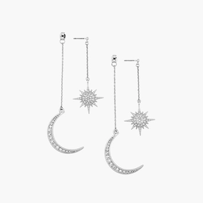 Timeless Fashion Opulent Accent Moon And Star Dangle Earrings