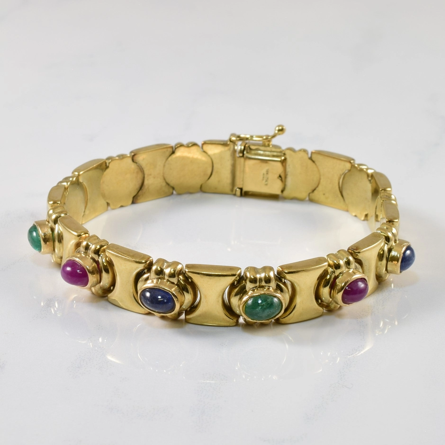 Clear Style festival look Multi Gem Cabochon Bracelet | 5.00ctw | SZ 7.5" |