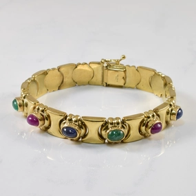 Clear Style festival look Multi Gem Cabochon Bracelet | 5.00ctw | SZ 7.5" |